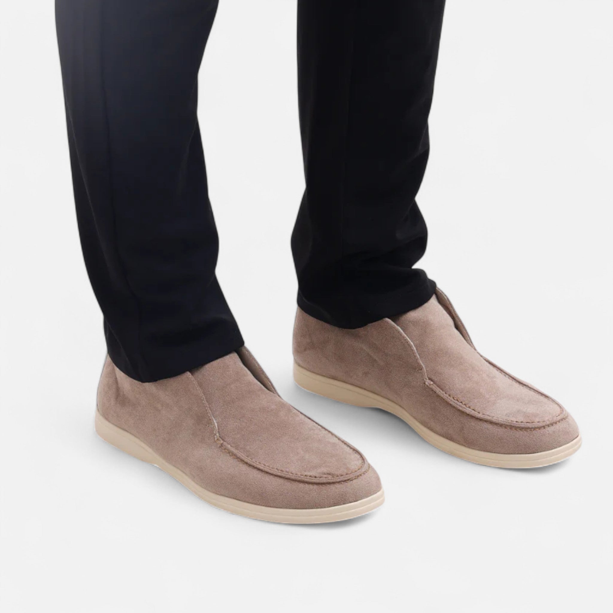 mens high suede loafers | premium casual dress shoes - lifestyle view