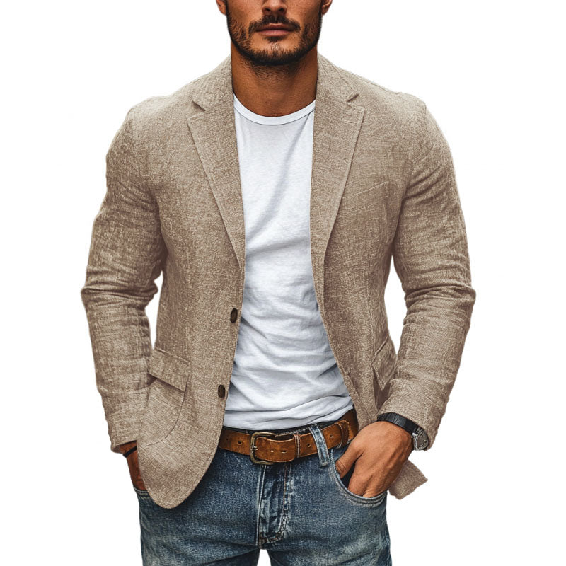 Men's Single-Breasted Cotton Linen Blazer | Lightweight Smart Casual