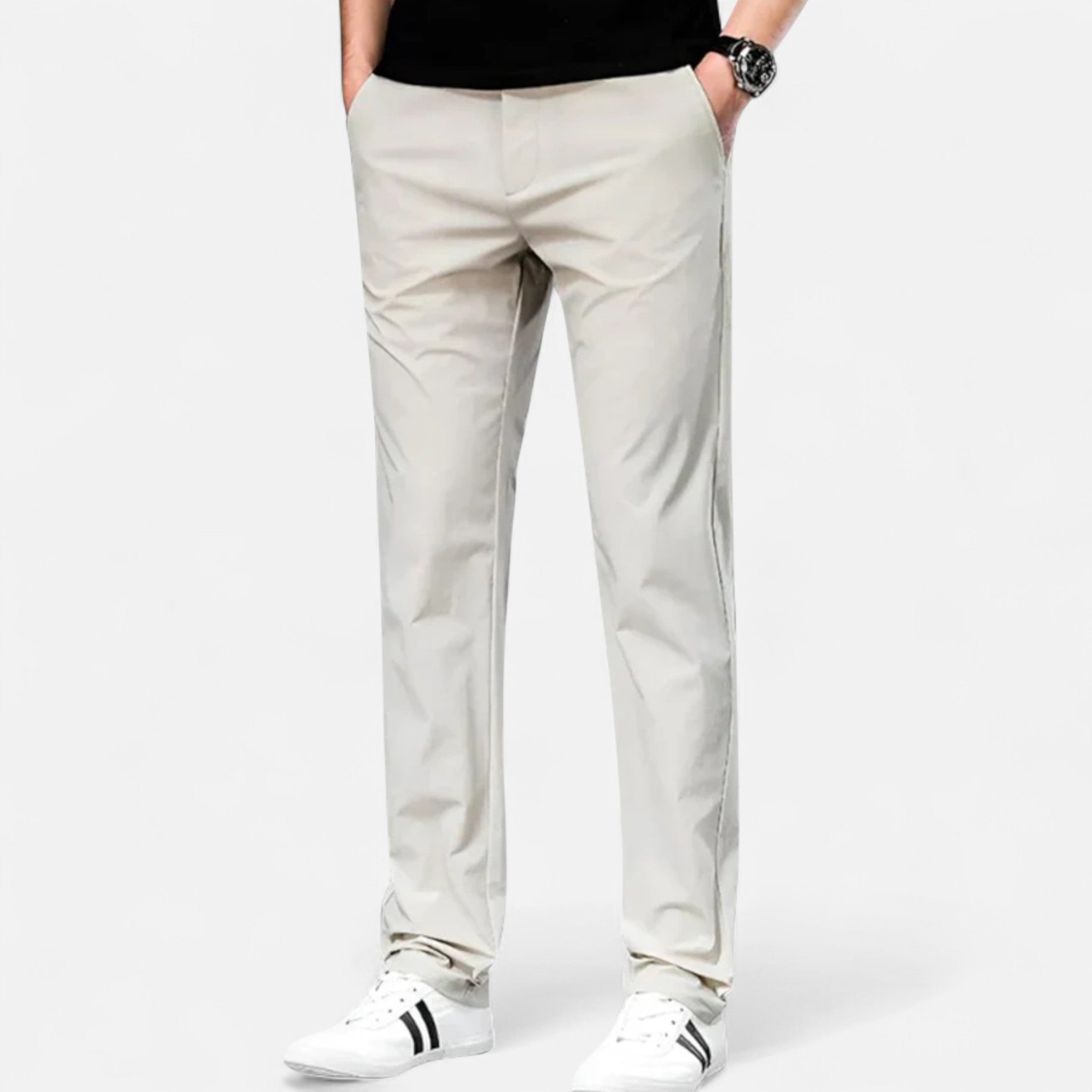 mens chino trousers | smart casual summer pants - full view
