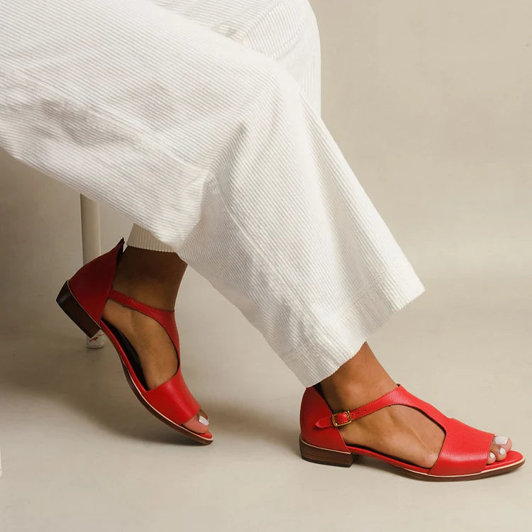 Women's Open-Toe Slip-On Flat Sandals | Minimalist Casual Summer