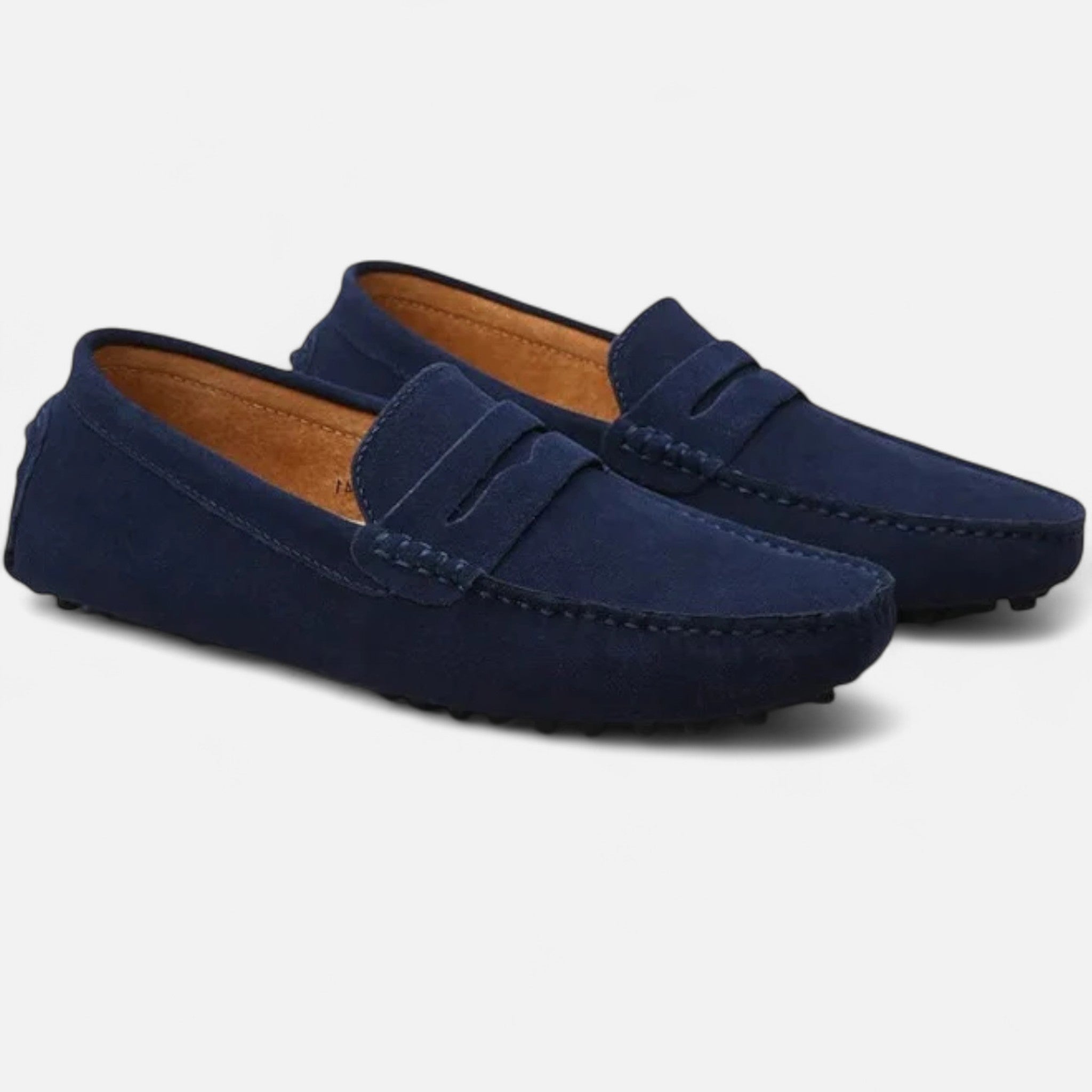 mens suede driver loafers | casual comfort slip-on shoes - front view