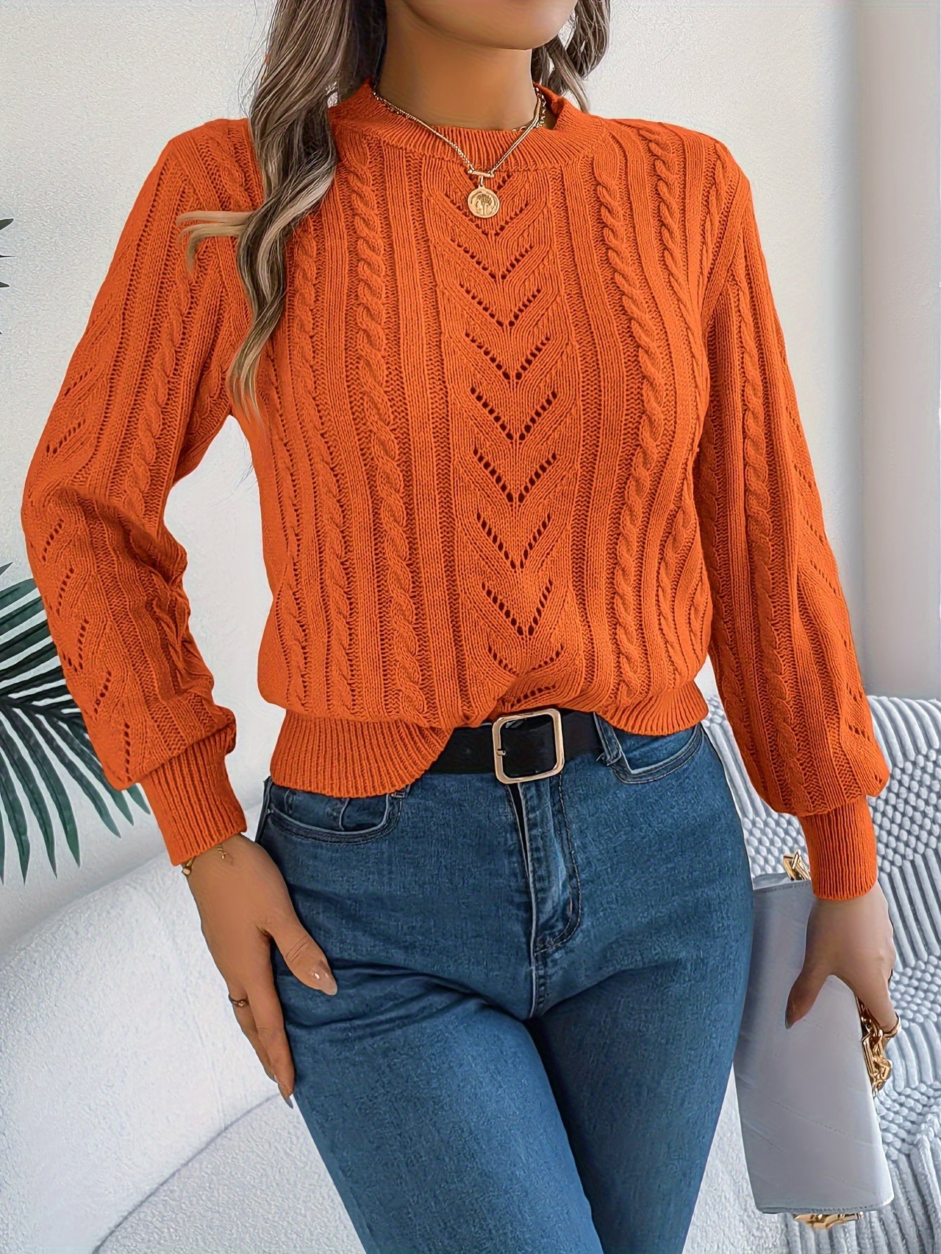 Women's Cable-Knit Textured Sweater
