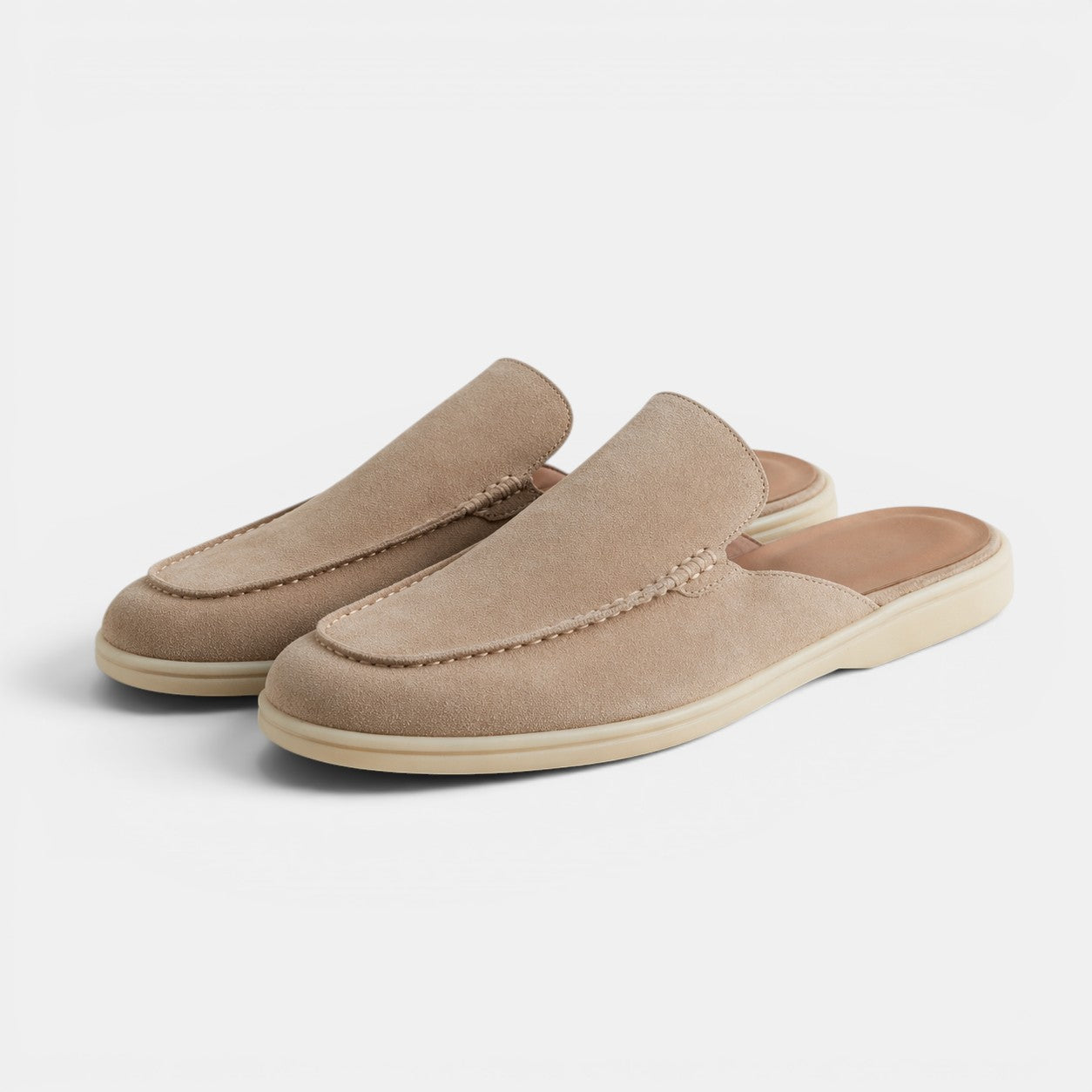 mens slip-on suede mules | casual luxury summer footwear - alternate view