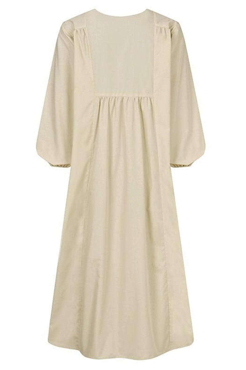 Women's V-Neck Smocked Waist Midi Dress | Balloon Sleeve Occasion