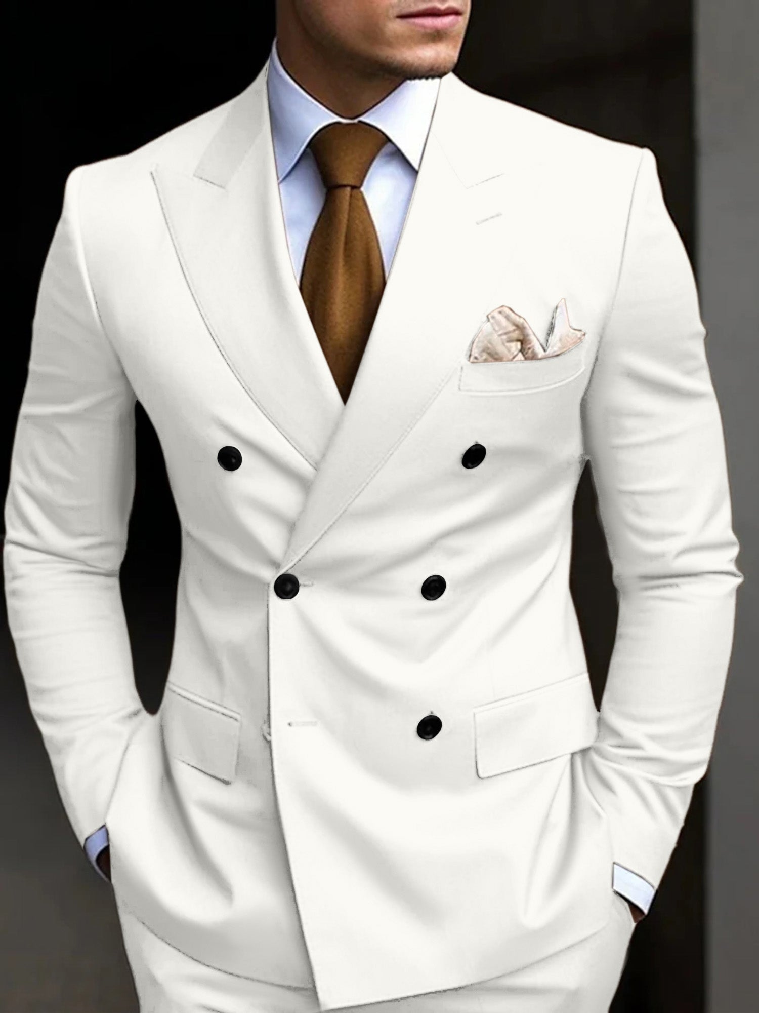 Men's double breasted suit - white color