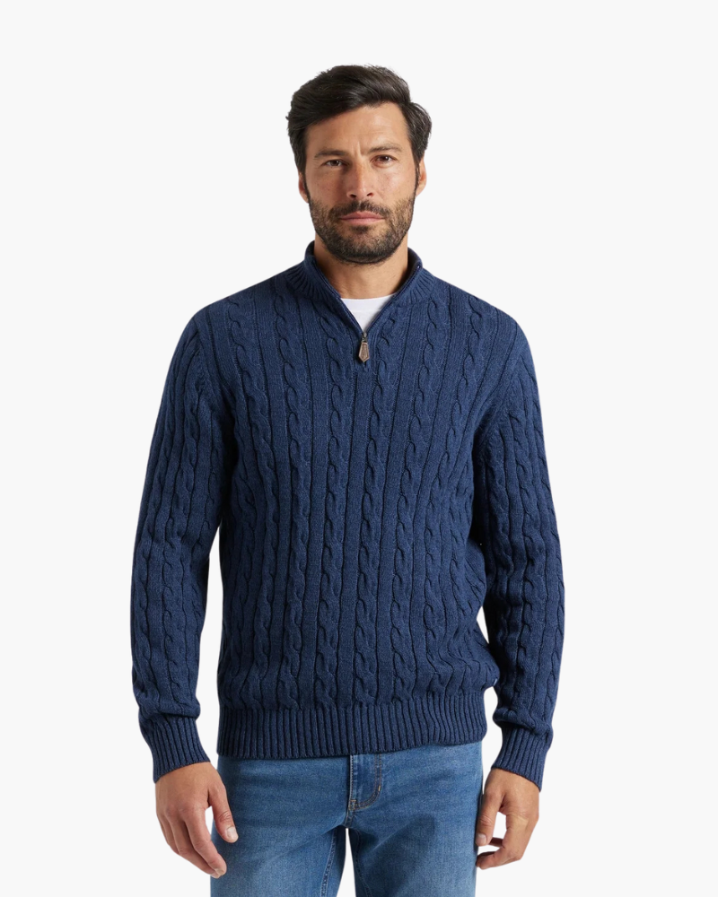 Men's Half-Zip Knit Sweater | Warm Casual Long Sleeve Knitwear