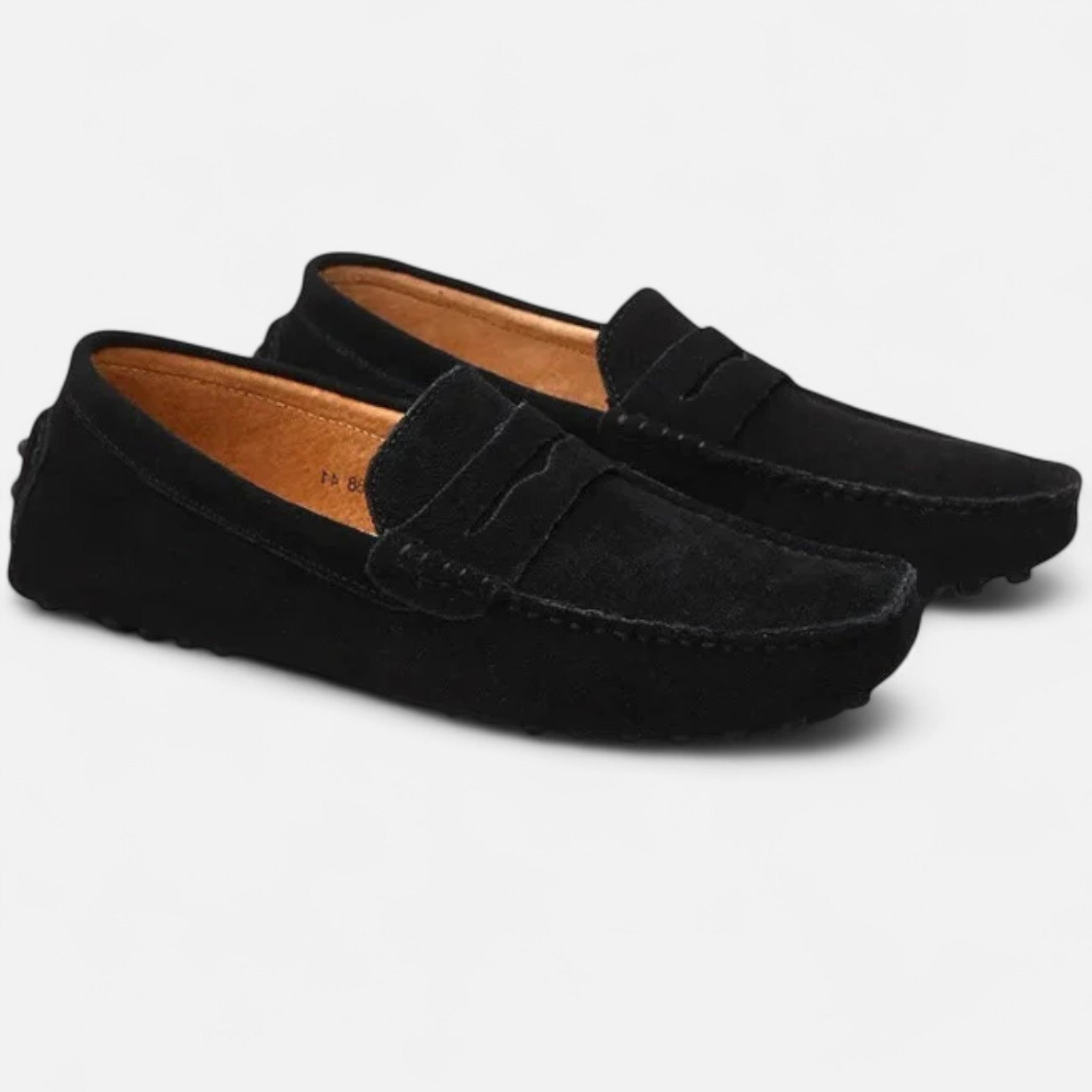 mens suede driver loafers | casual comfort slip-on shoes - lifestyle view