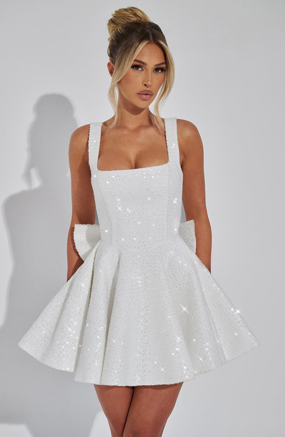 Women's off-white mini dress - lifestyle view