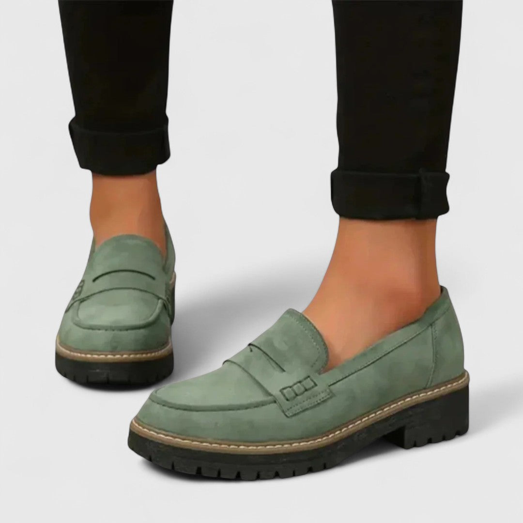 Women's Penny Loafer Slip-On Chunky Lug Sole Casual Shoes