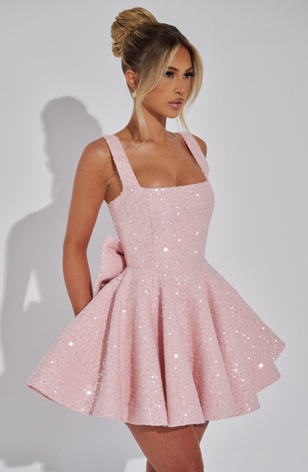 Women's off-white mini dress - back view