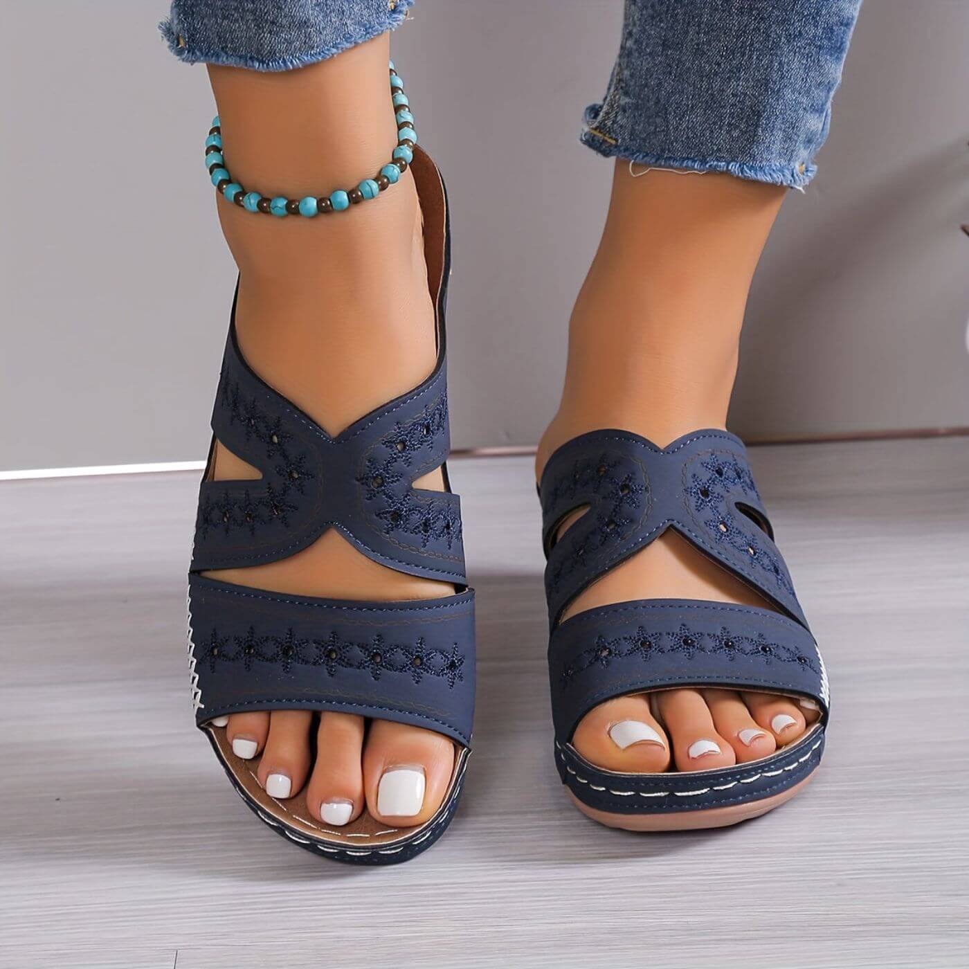 Women's Open Toe Cutout Slip-On Wedge Sandals Casual Comfort