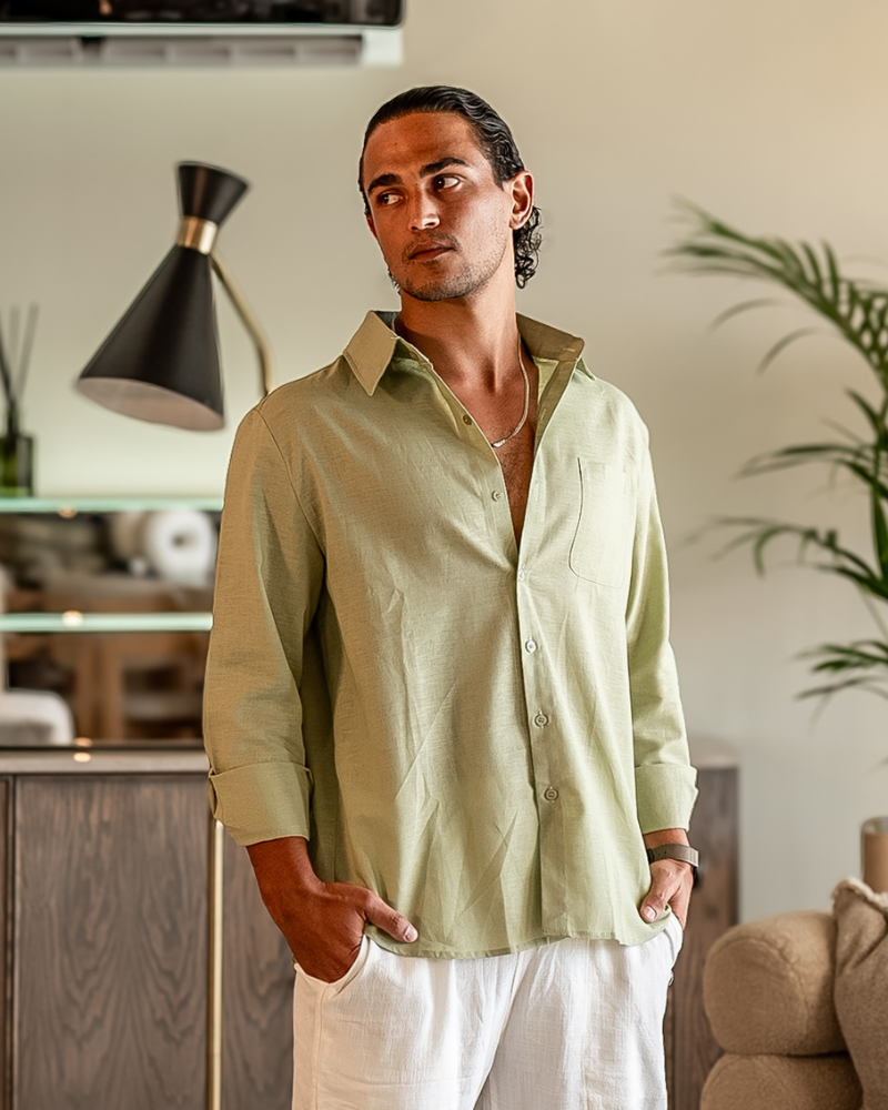 Men's Linen Long Sleeve Shirt | Breathable Casual Summer Top