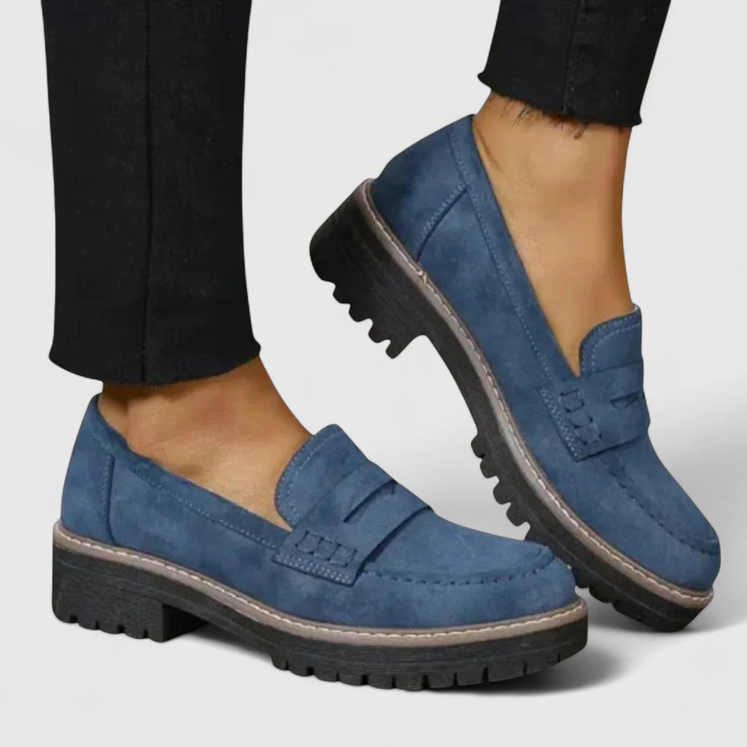 Women's Penny Loafer Slip-On Chunky Lug Sole Casual Shoes