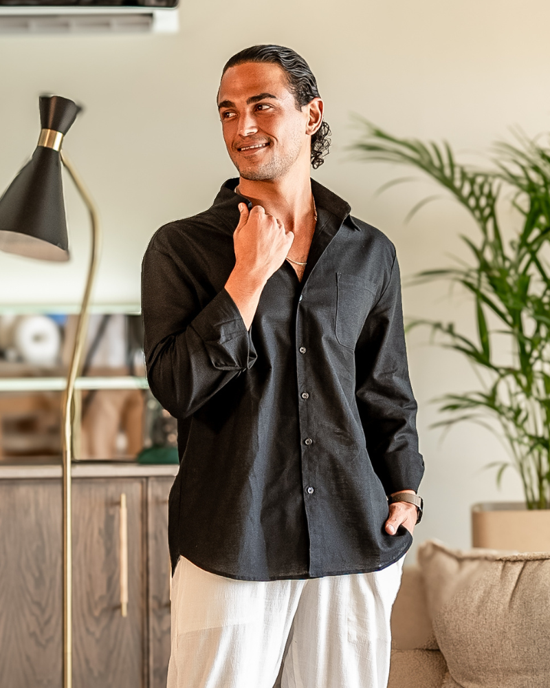 Men's Linen Long Sleeve Shirt | Breathable Casual Summer Top