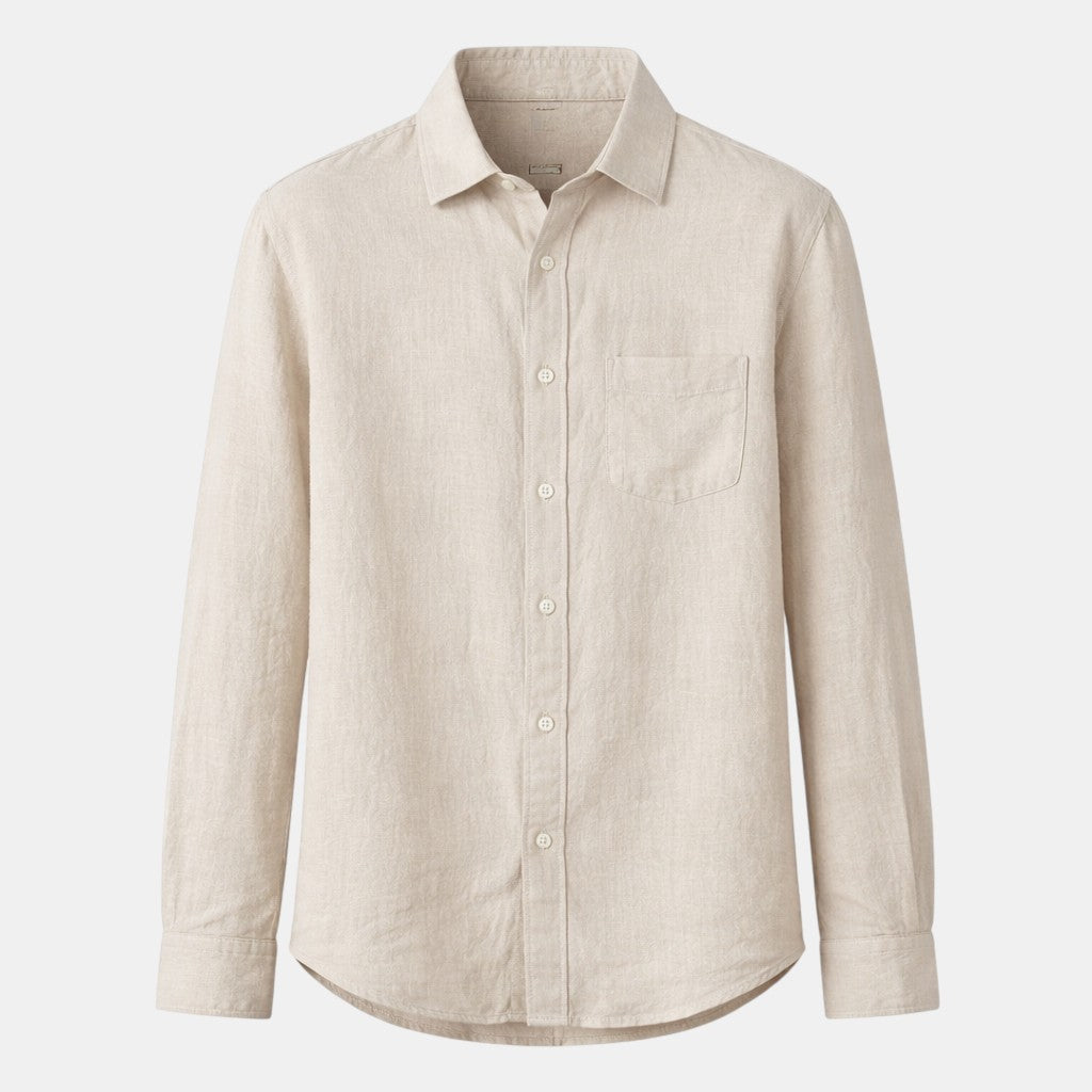 mens long sleeve breathable summer shirt | lightweight casual button-up - front view