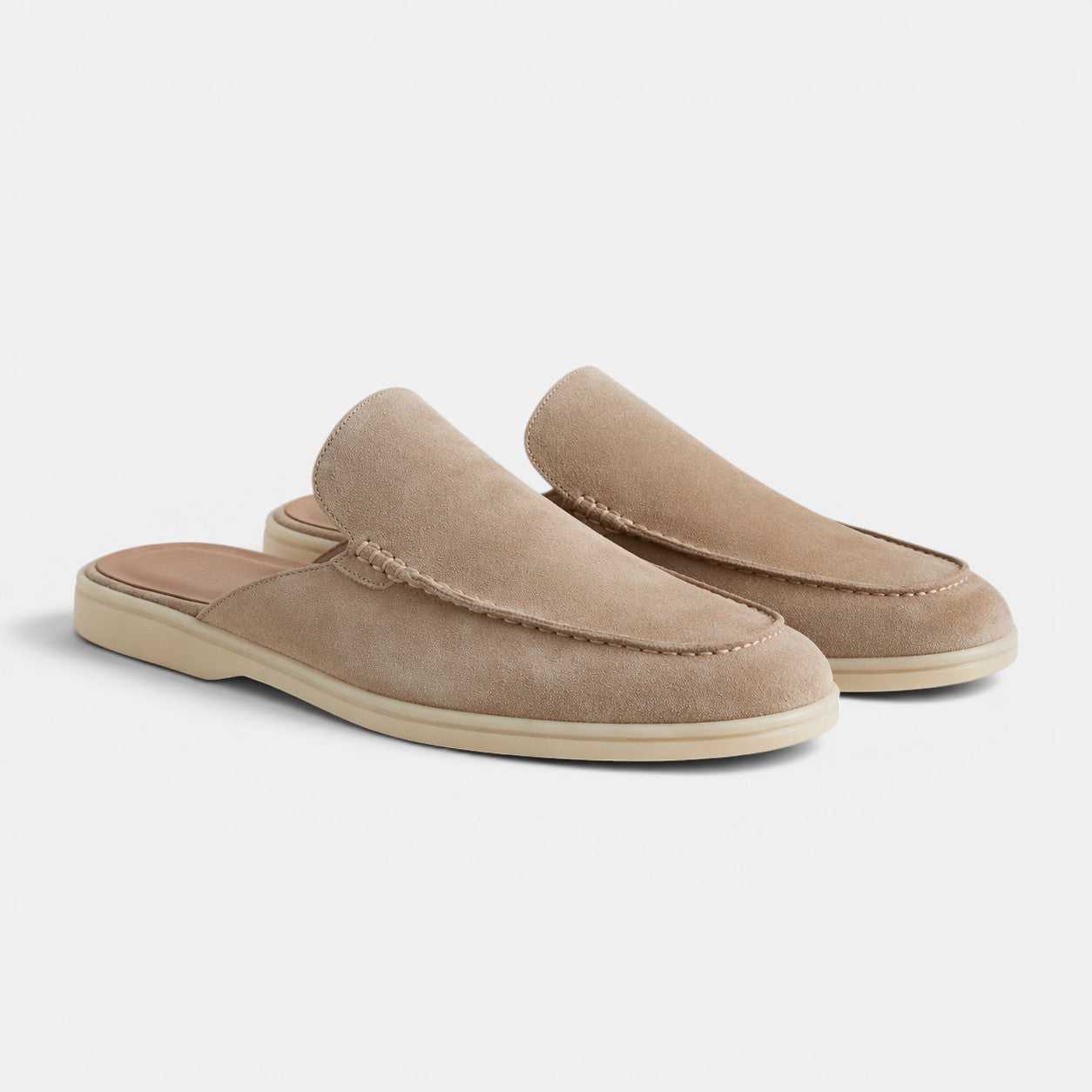 mens slip-on suede mules | casual luxury summer footwear - front view