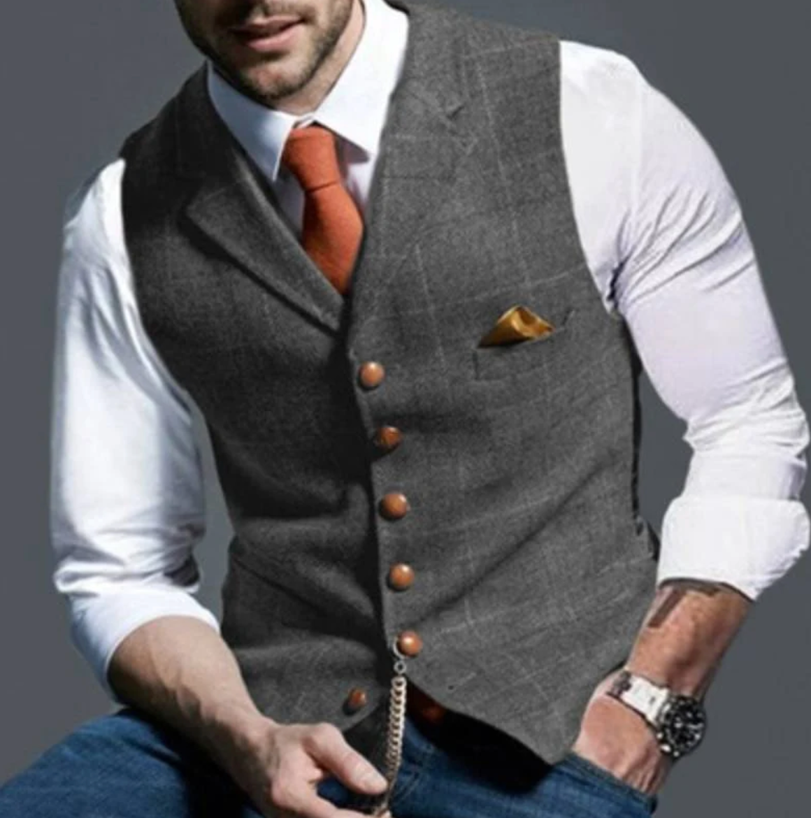Men's elegant suit vest, alternate view 2