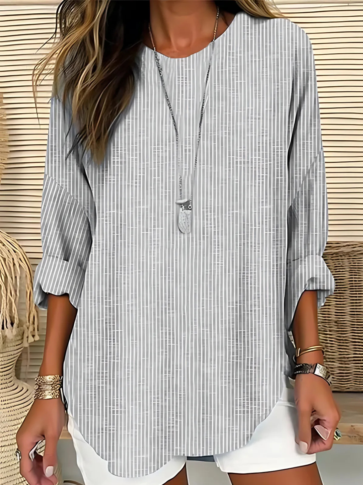 Women's Blue Striped Blouse | Casual Lightweight Summer Top