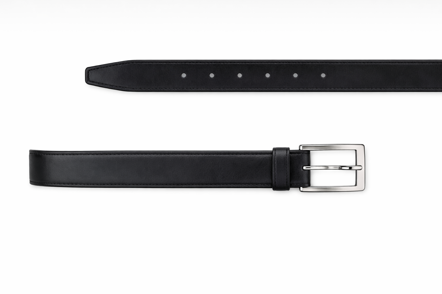 Mens Black Leather Belt With Buckle