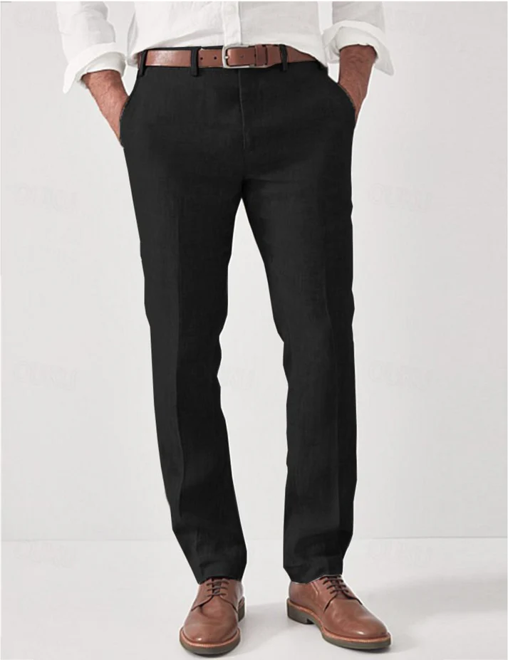 Men's Summer Linen Dress Pants | Lightweight Slim Fit