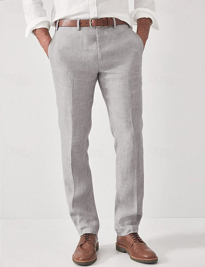 Men's Summer Linen Dress Pants | Lightweight Slim Fit