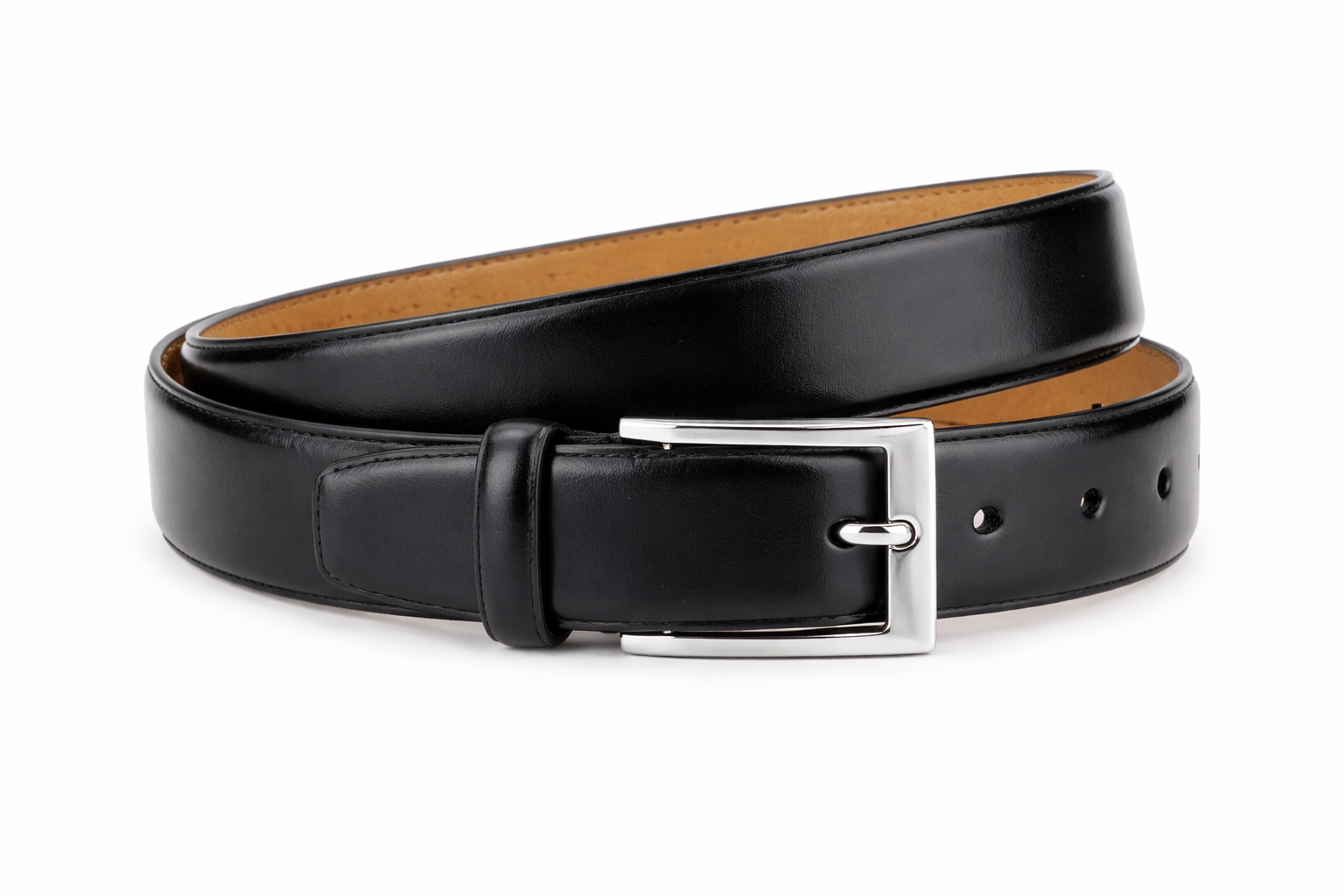 Mens Black Belt With Square Nickel Buckle (36 inches) (adults)