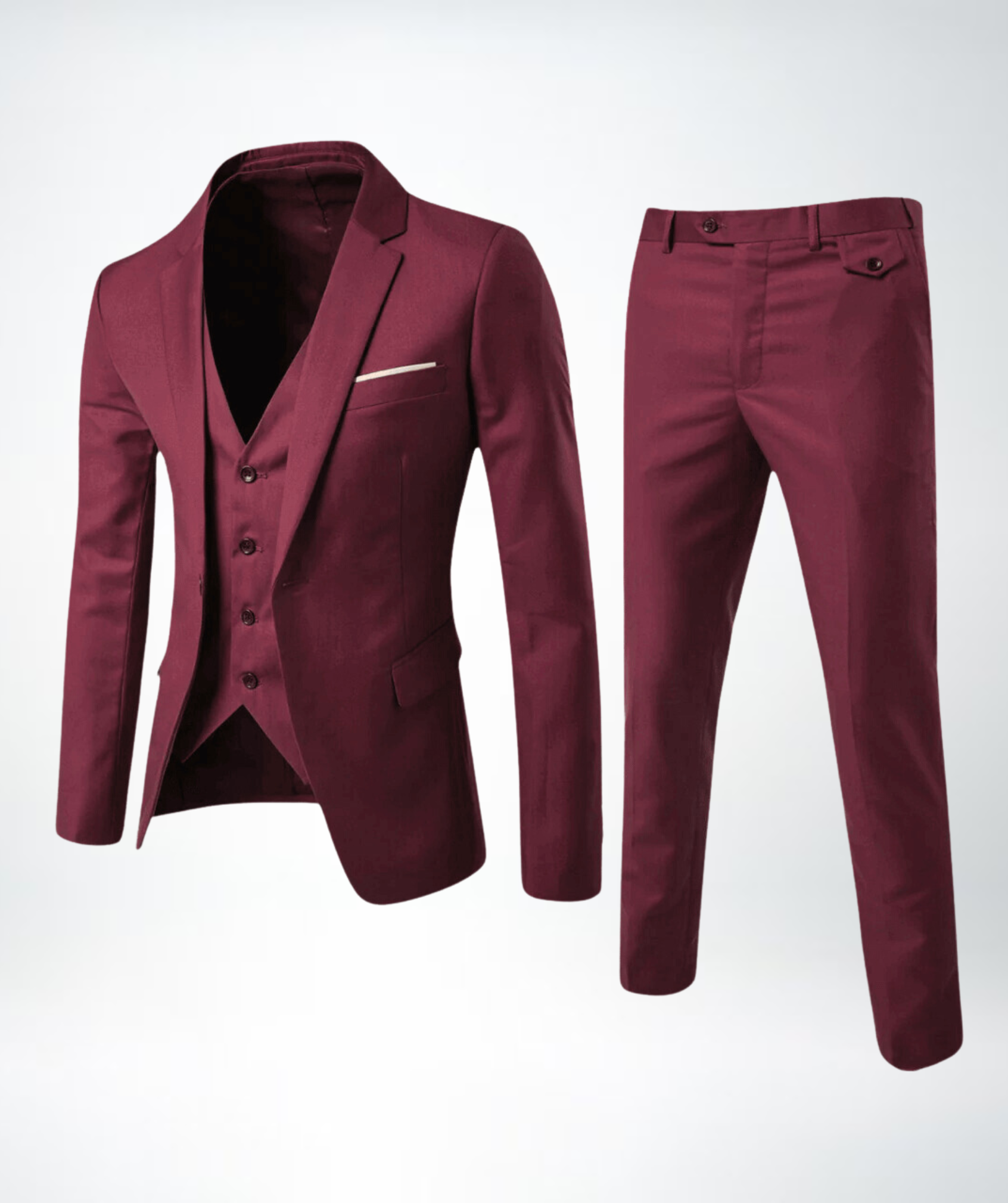 Men's elegant 3-piece suit - burgundy color