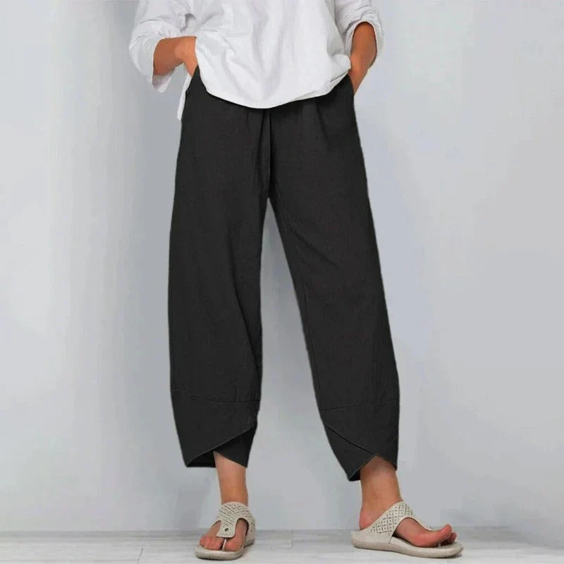 womens chic summer pants | lightweight breathable wide leg trousers - alternate view