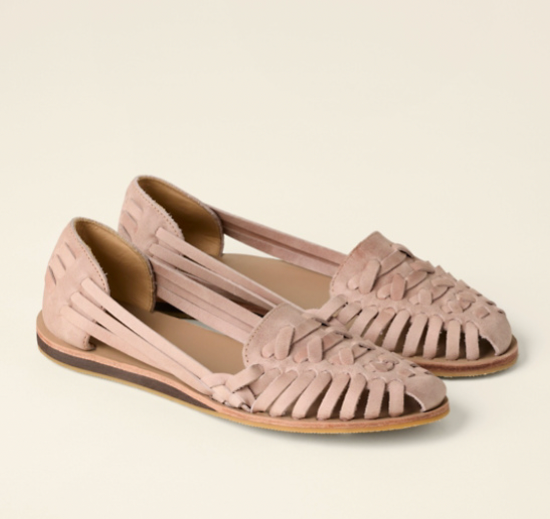 Women's Woven Closed Toe Slip-On Flat Sandals | Buckle Accent Detail