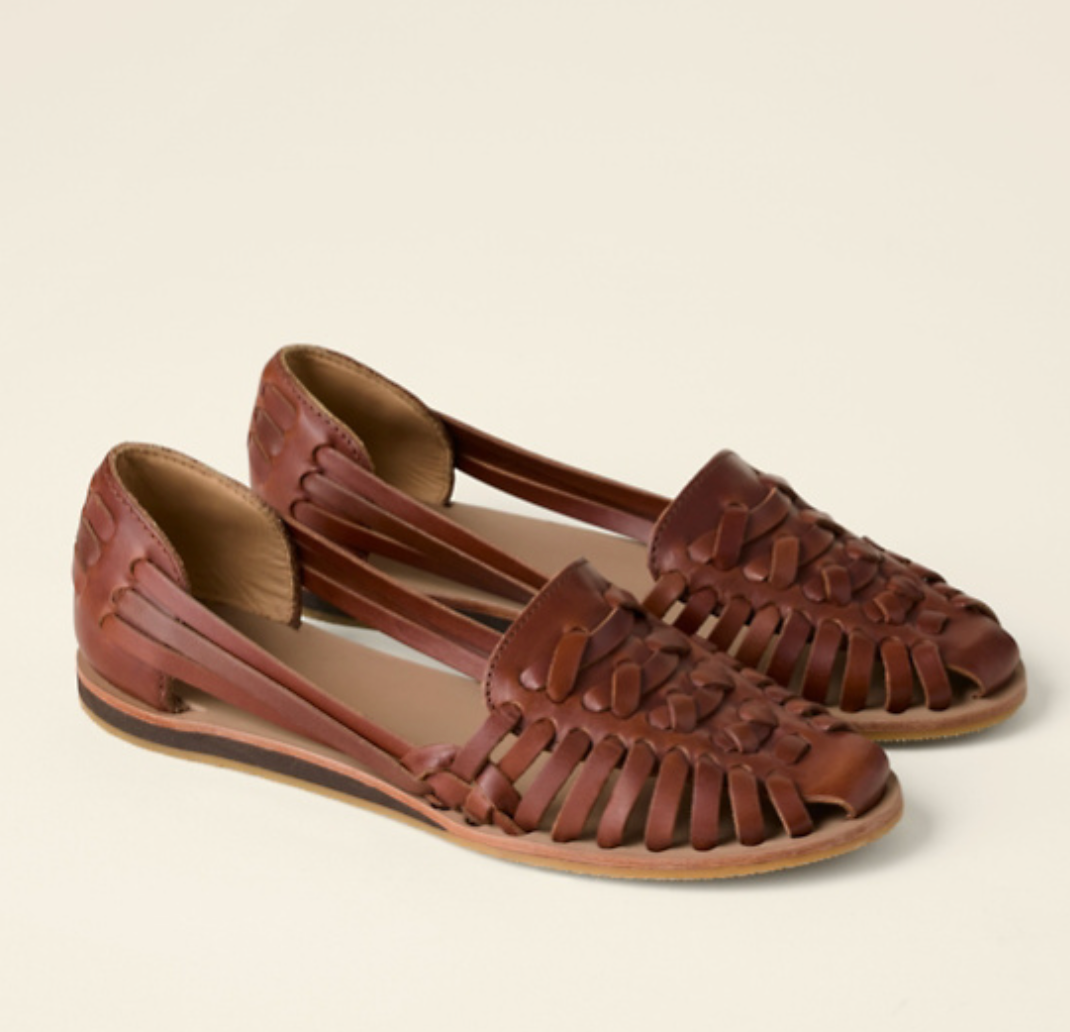 Women's Woven Closed Toe Slip-On Flat Sandals | Buckle Accent Detail