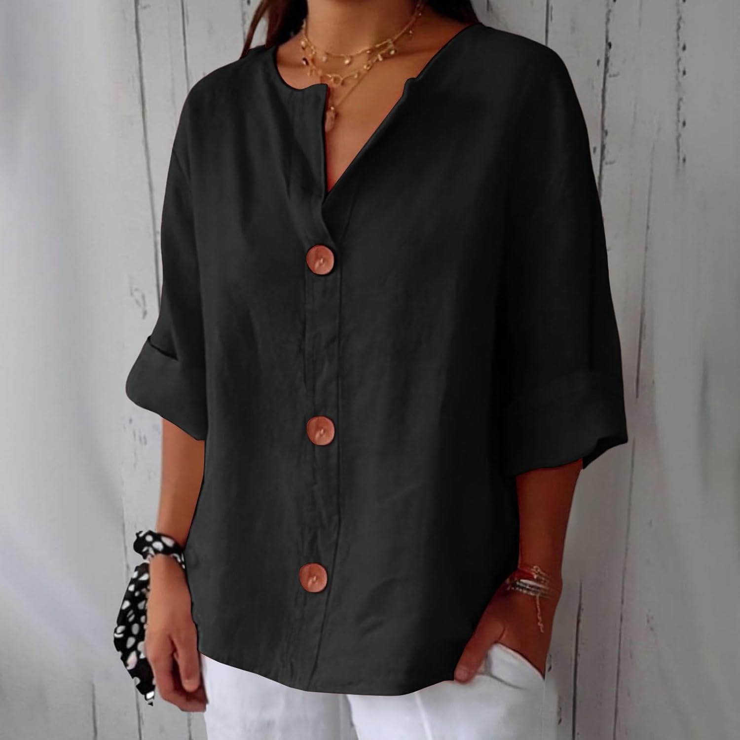 Women's Blue Loose-Fit Lightweight Summer Blouse | Casual Top