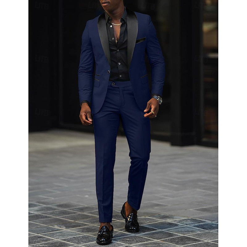 Men's Single Button Slim Fit Two-Piece Suit | Formal Attire