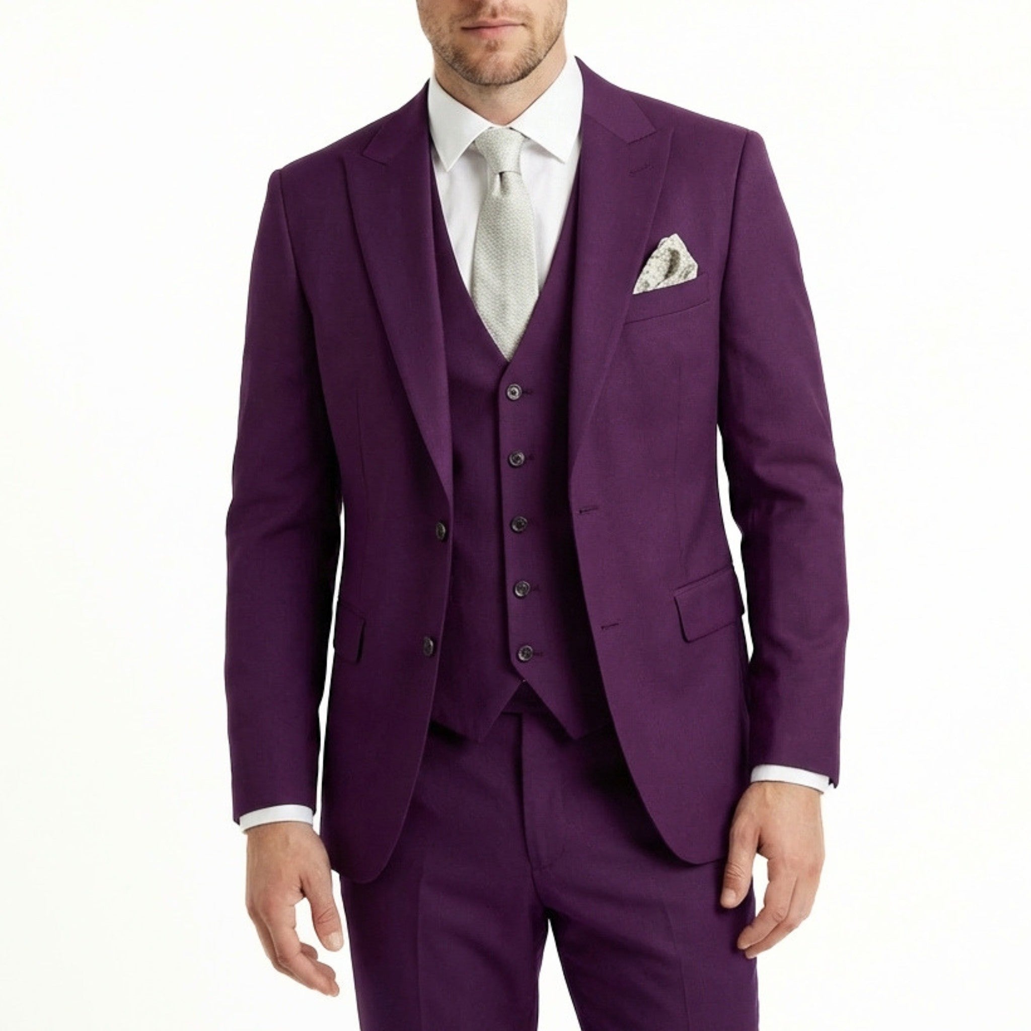Men's Woven Fabric 3-Piece Single Breasted Suit | Formal Wedding Set