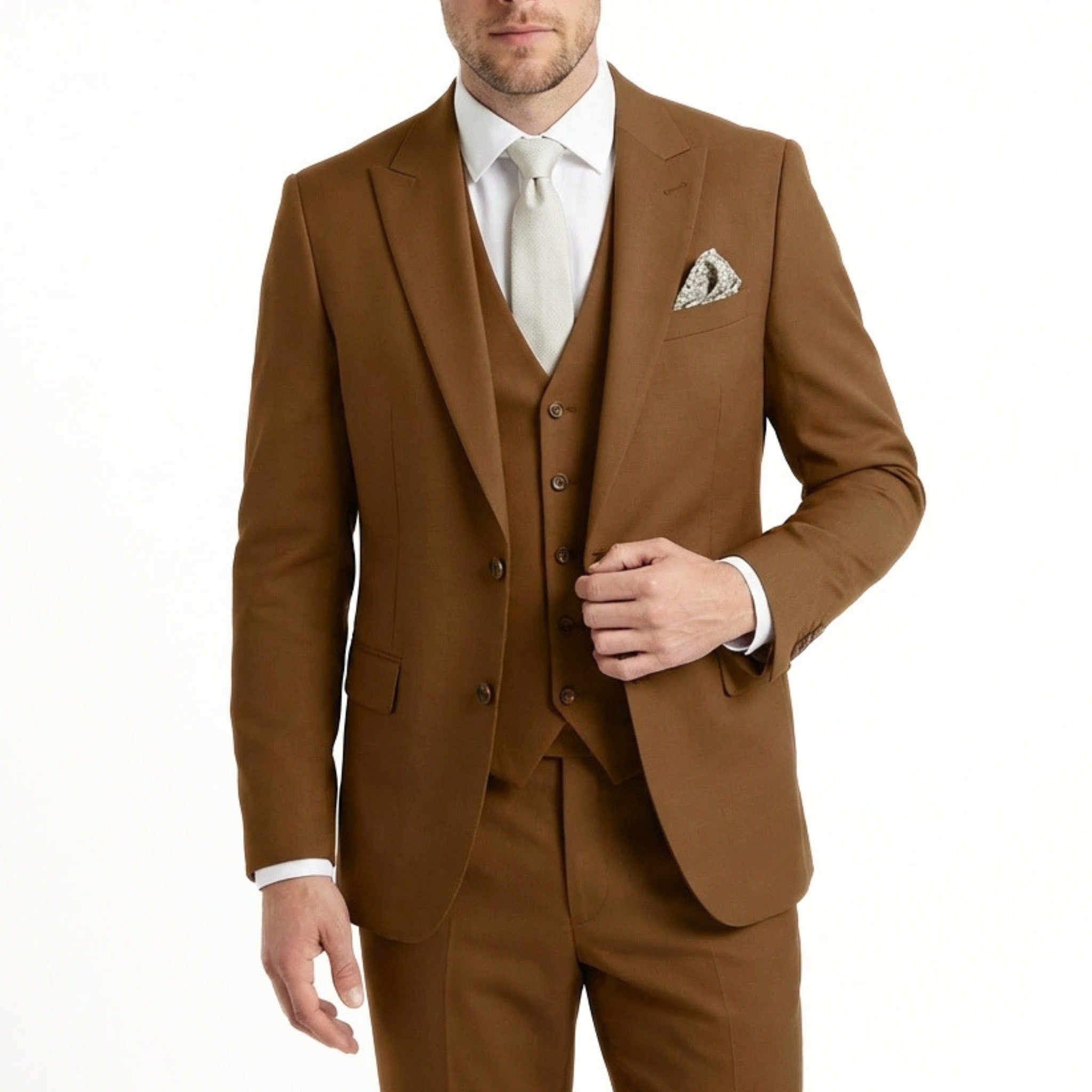 Men's Woven Fabric 3-Piece Single Breasted Suit | Formal Wedding Set