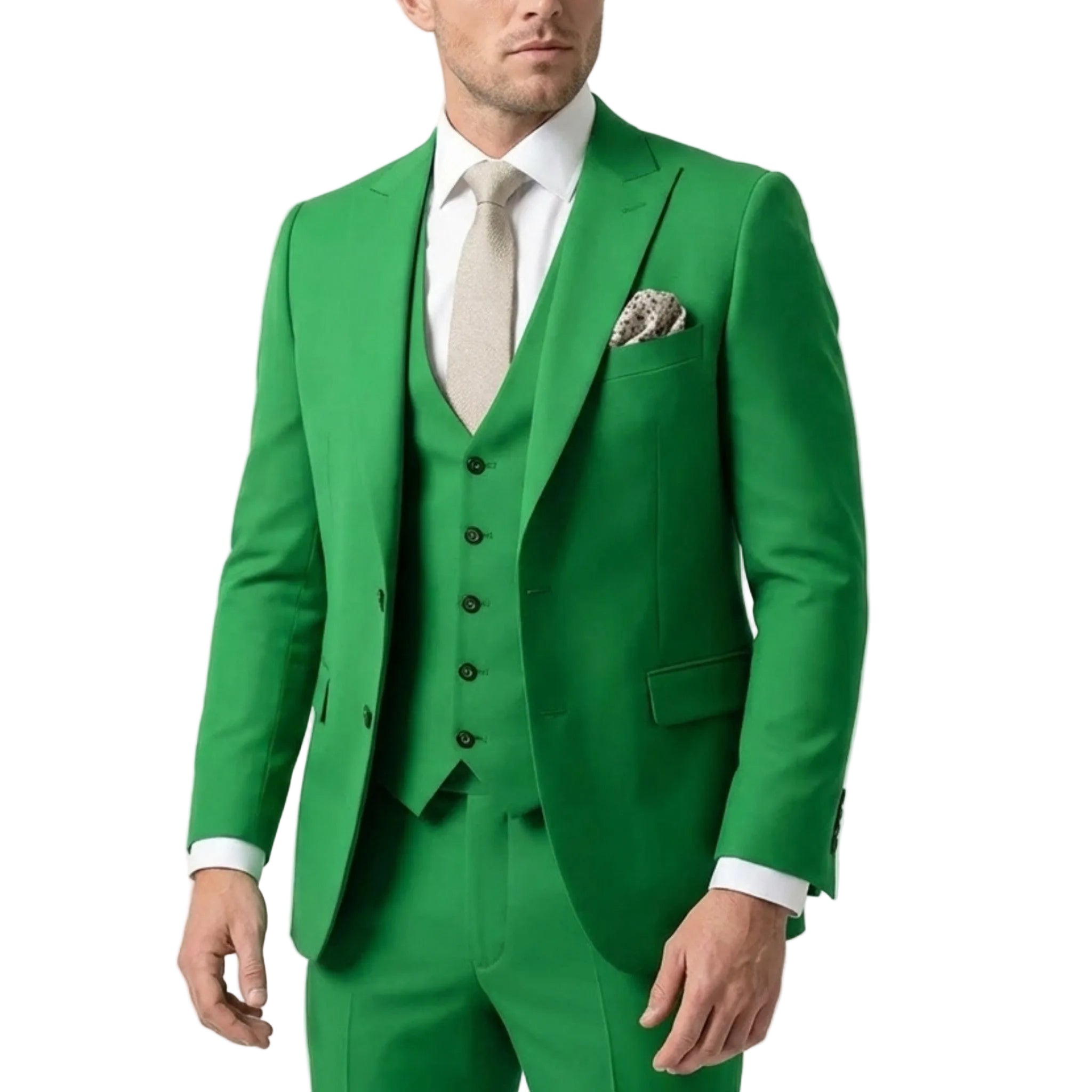 Men's woven fabric 3-piece suit, alternate angle
