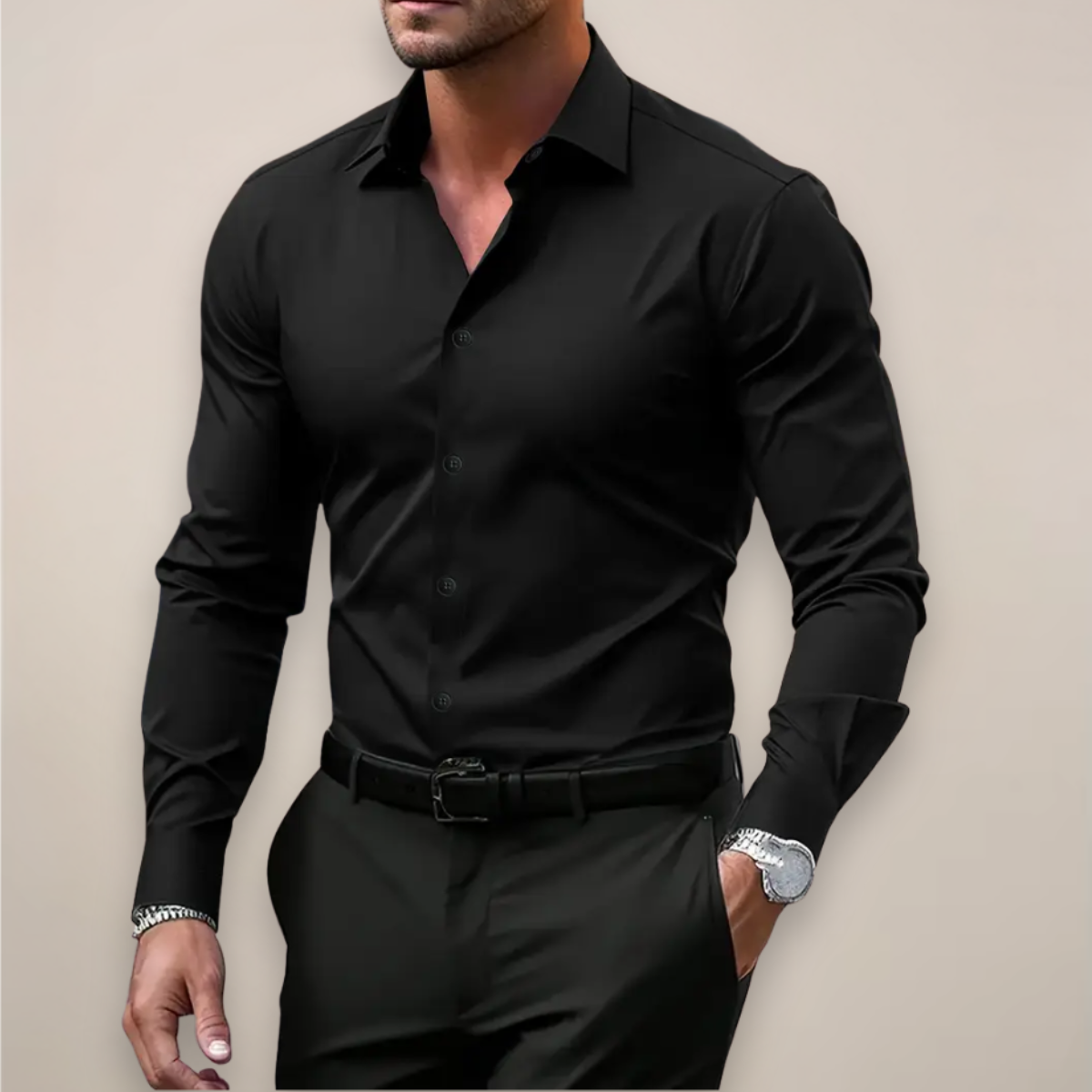 Men's regular fit dress shirt, alternate view