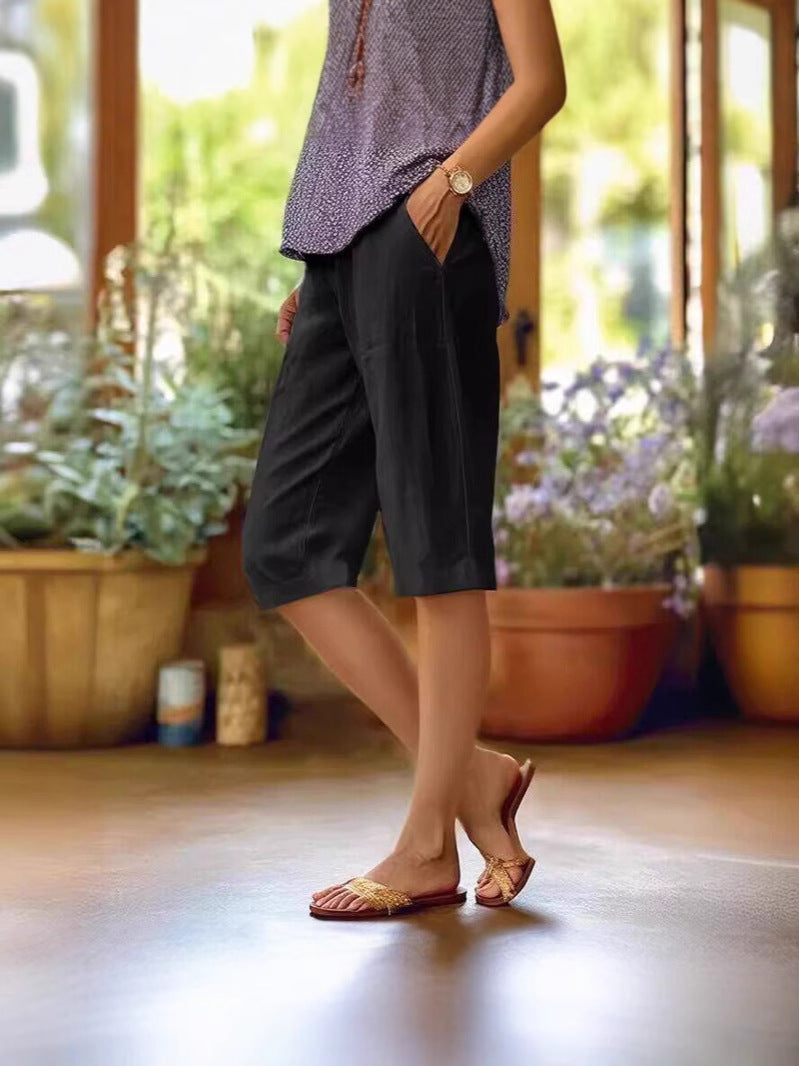womens light summer shorts | casual everyday bottoms - full view