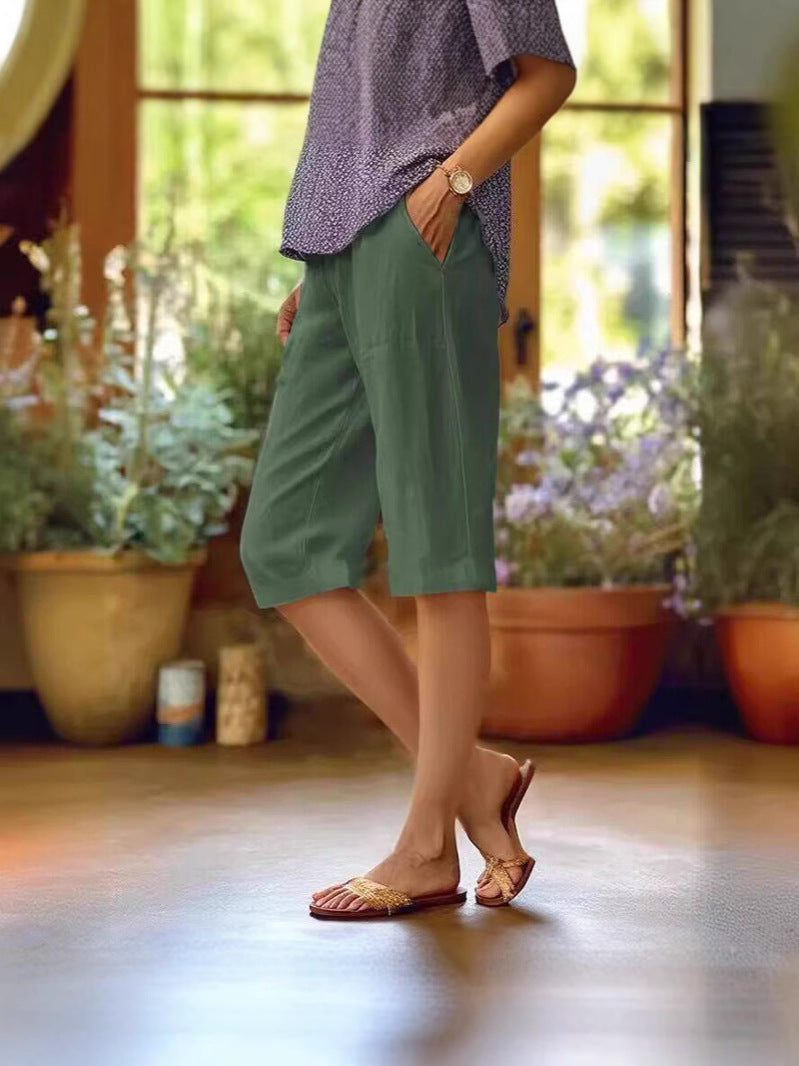 womens light summer shorts | casual everyday bottoms - detail view