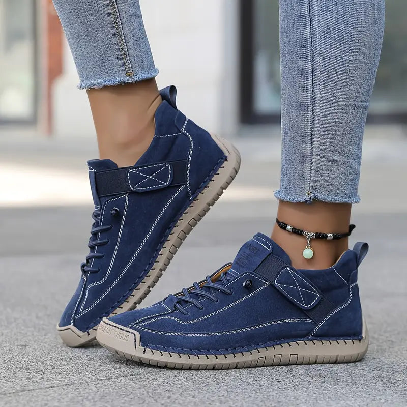 Women's Black Wide Fit Sneakers | Supportive Ergonomic Arch Support Shoes