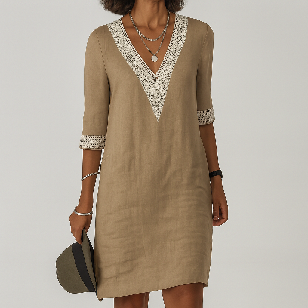 Women's White Linen Summer Dress | Casual Lightweight Flowy Dress