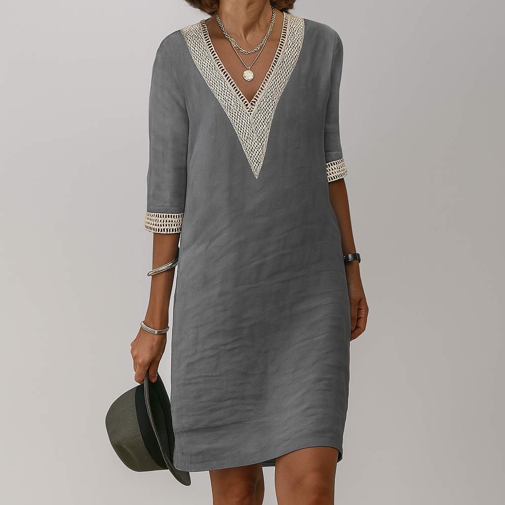 Women's White Linen Summer Dress | Casual Lightweight Flowy Dress
