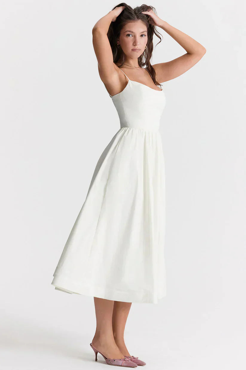 Women's Pink Sleeveless Fitted Midi Dress | Elegant Casual Summer & Formal Dress
