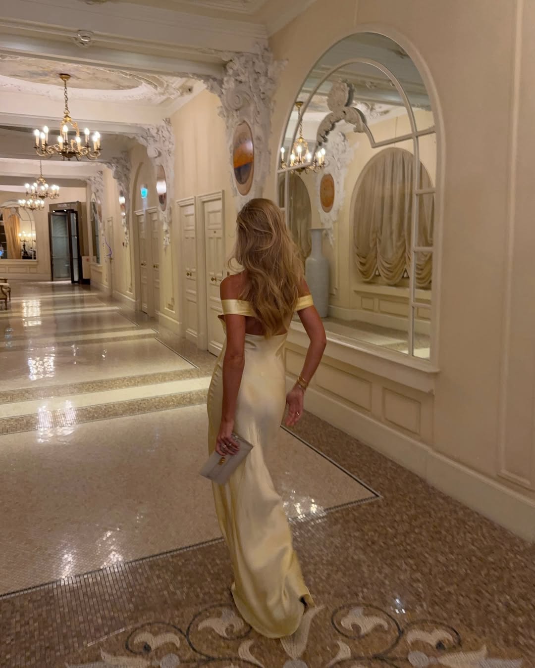 Women's Off-Shoulder Satin Maxi Wedding Guest Dress