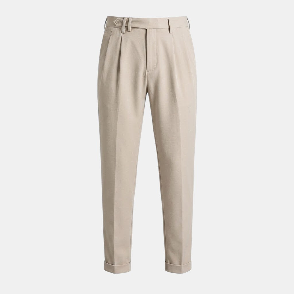 mens slim fit pleated suit trousers | formal dress pants - front view