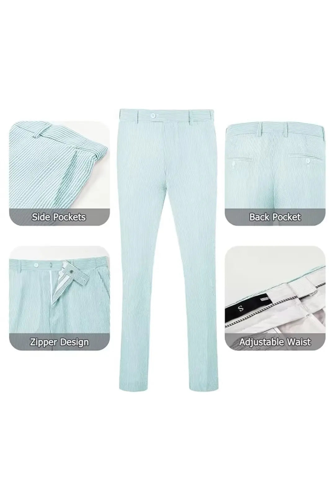 Men's Striped Seersucker 2-Piece Suit | Summer Blazer and Pants