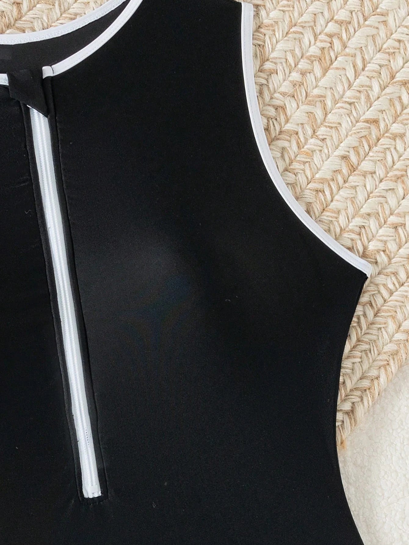 Women's zip-front sporty elegant swimsuit - alternate front view