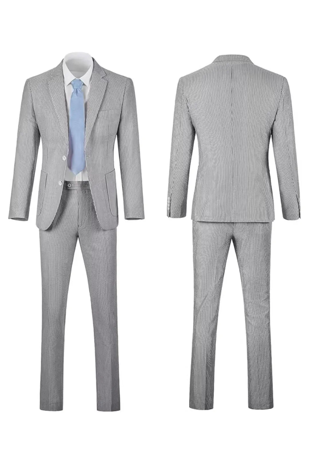 men's striped seersucker 2-piece suit - full set worn view
