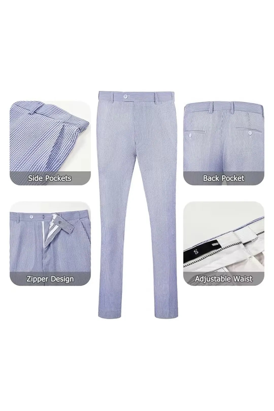 Men's Striped Seersucker 2-Piece Suit | Summer Blazer and Pants