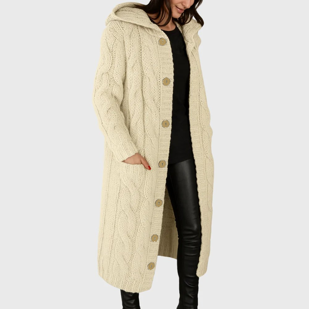 womens cozy long coat | elegant warm everyday overcoat - alternate view