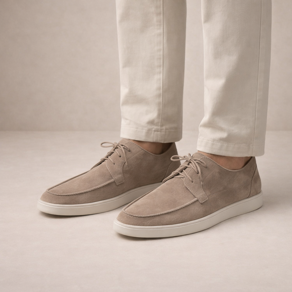 mens suede lace-up dress shoes | classic closed toe oxford loafers - side view